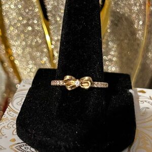 10K Gold Dainty Bow Ring with Round Cut Infinite Elements Zirconia